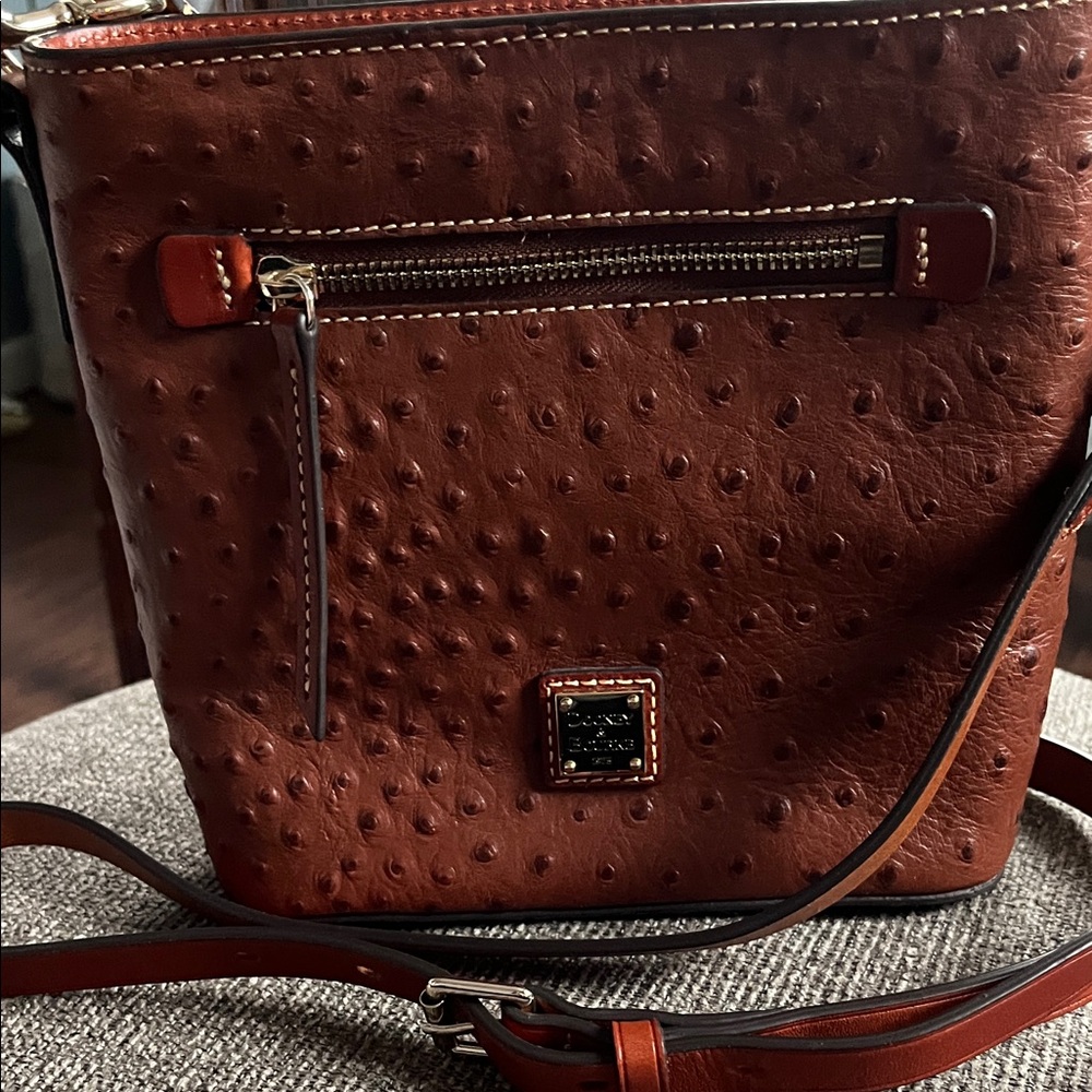 Dooney & Bourke Chestnut Ostrich-Embossed Crossbody Bag